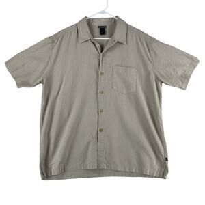 VTG REI Co-op Mens Hemp & Organic Cotton Shirt XL Tan Short Sleeve Button Up